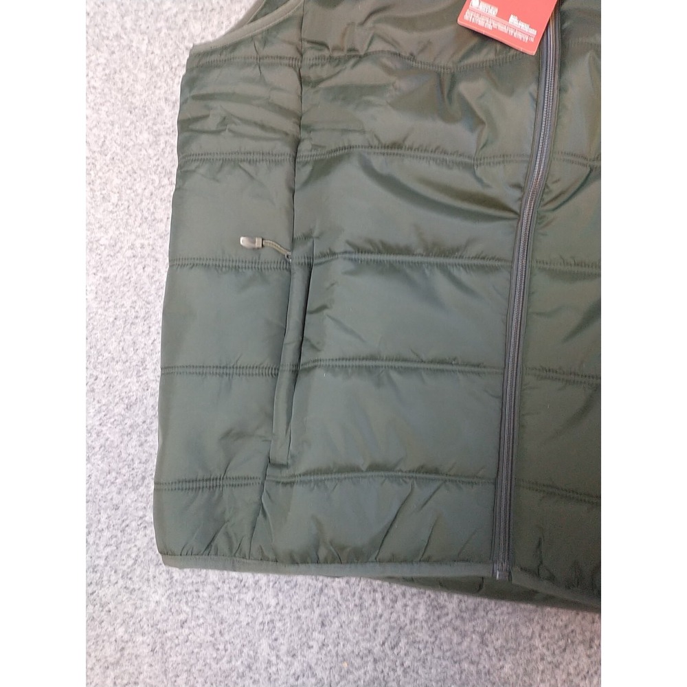 Camel Crown Mens Puffer Vest Medium Olive Green Quilted Full Zip Stand Collar - Picture 6 of 13